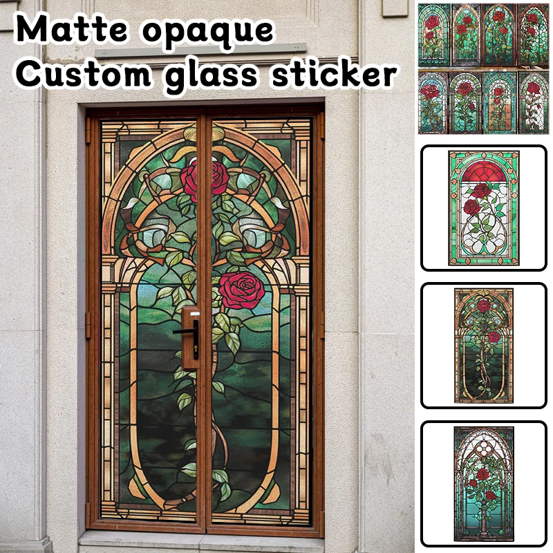 Background Film 3D - Colorful 3D Rose Design Stained Glass