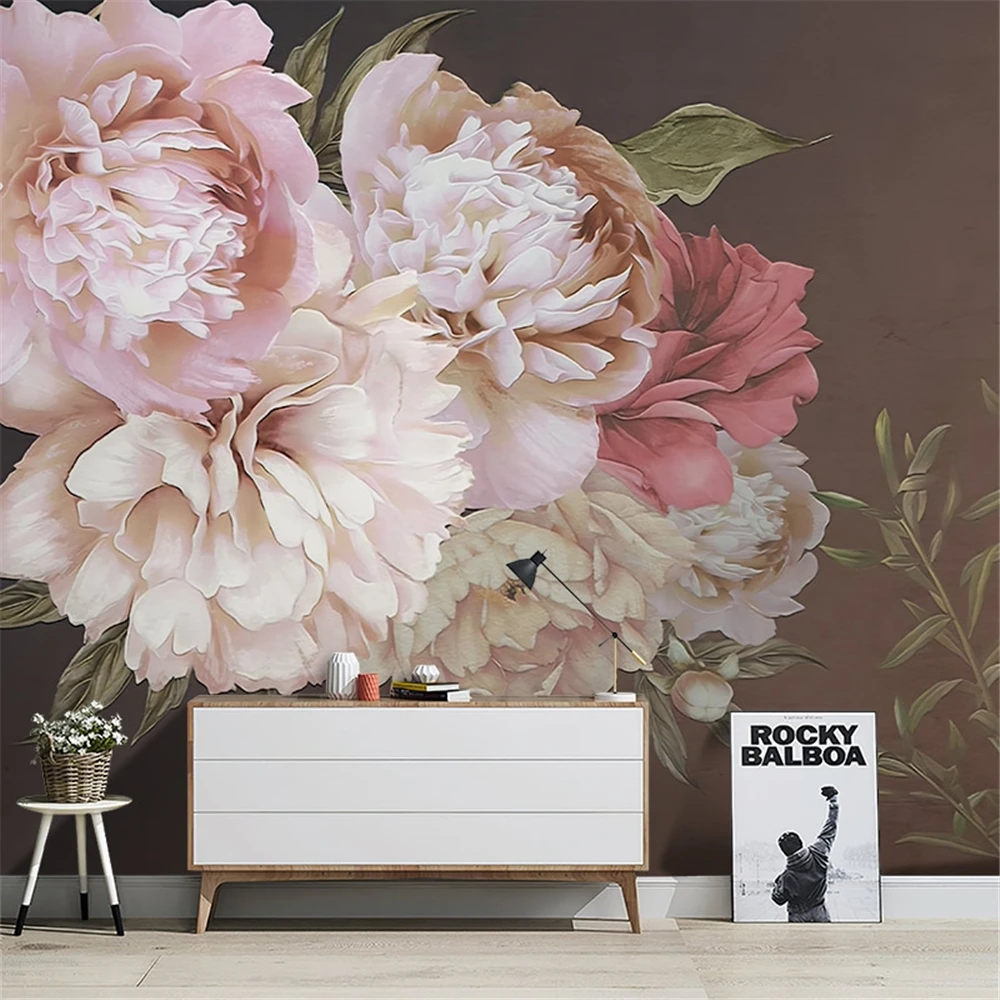 Background Film 3D - custom American peony wallpaper for living