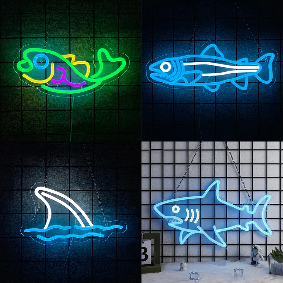 Aquarium Fish Restaurant - Light Up Sign For Fishing Shop