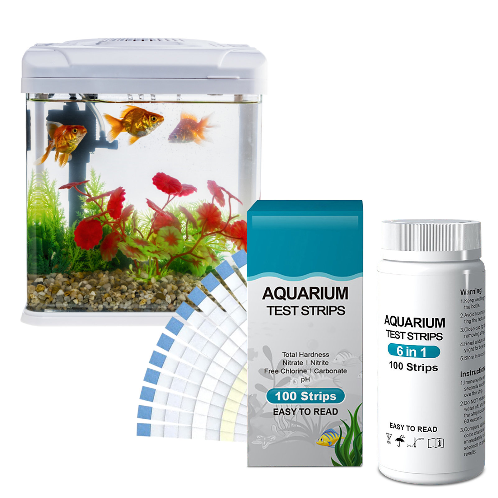 100pcs 6-in-1 Water Quality Te - Aquarium Test Kit recension och pris