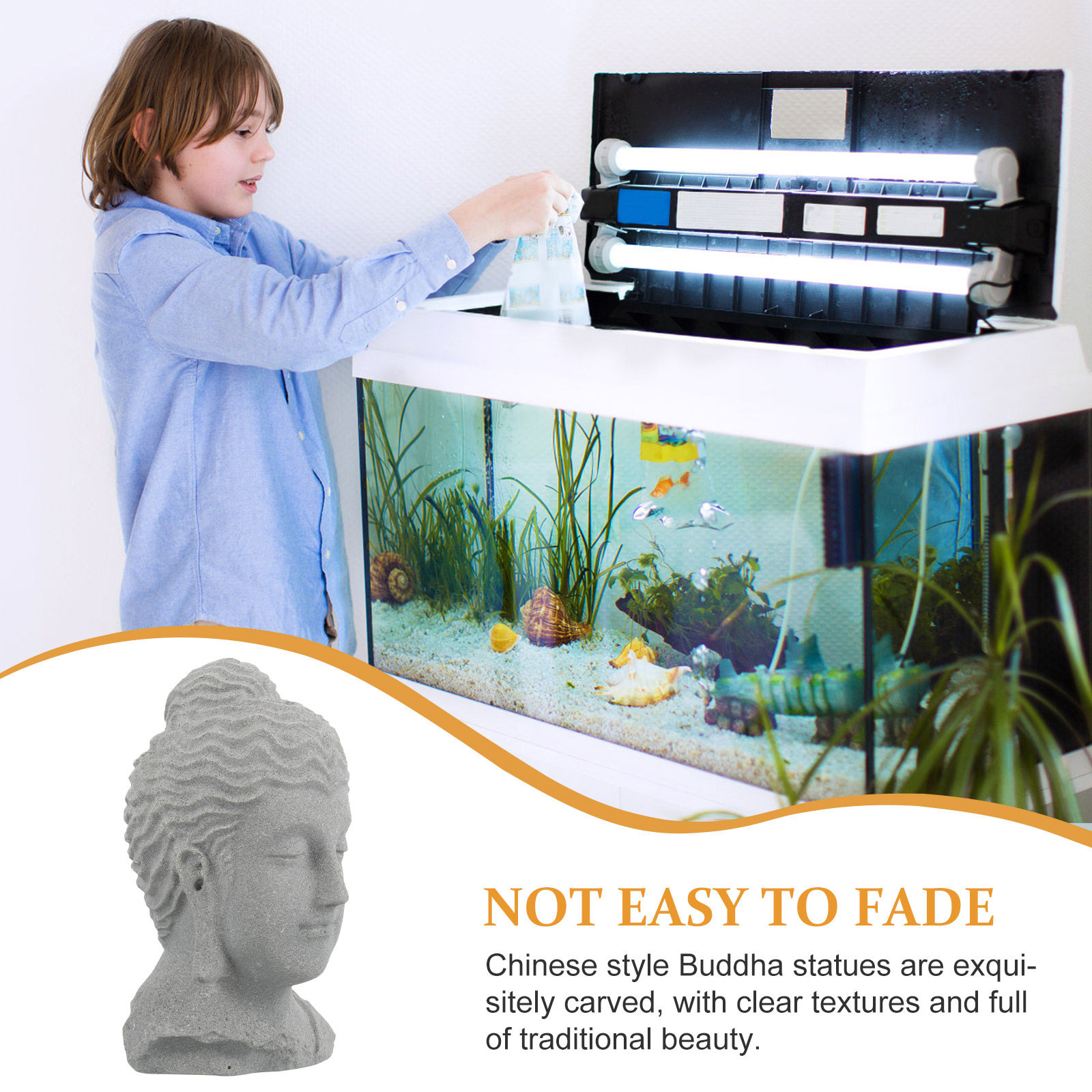 Meditating Buddha Head Statue  - Aquarium Fish In recension och pris