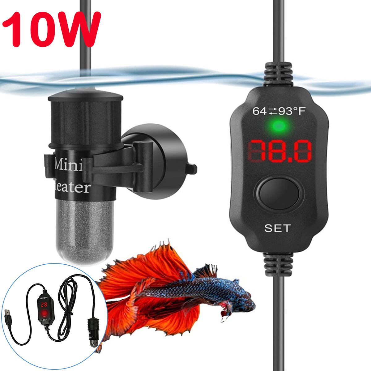 10W Adjustable Aquarium Heater - Aquarium Heater Submersible recension och pris