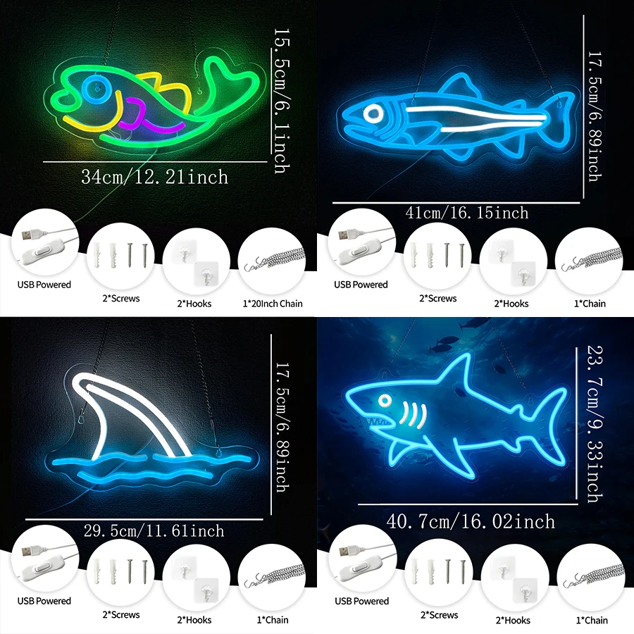 Light Up Sign For Fishing Shop - Aquarium Fish Restaurant recension och pris
